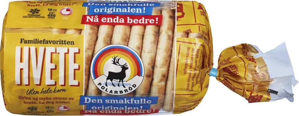 Polarbrød Hvete 12 stk, 450 g
