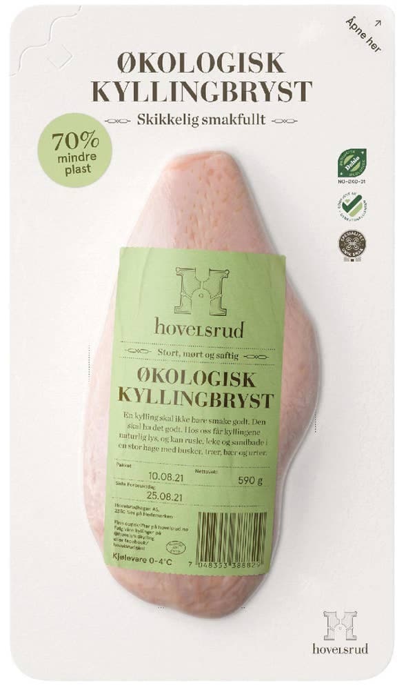 Fersk kyllingbryst Økologisk, ca. 450 g