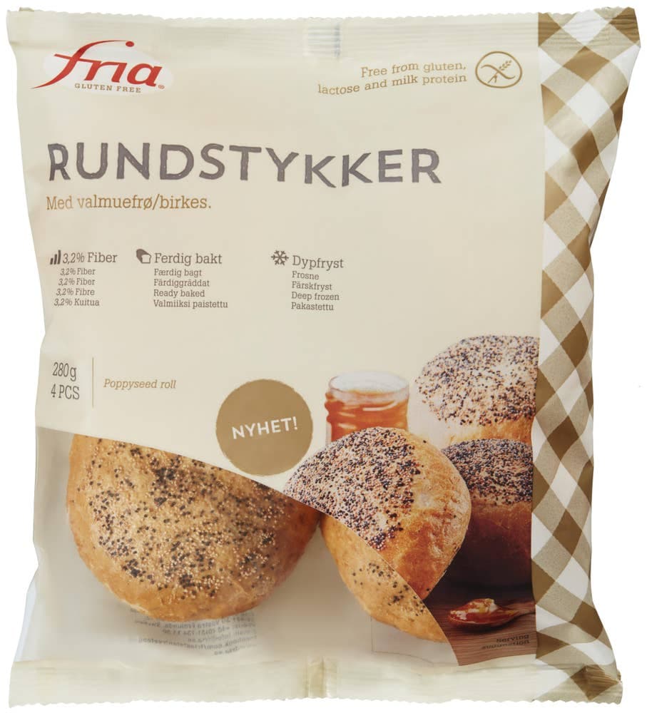 Rundstykker med Valmuefrø Glutenfri, 280 g