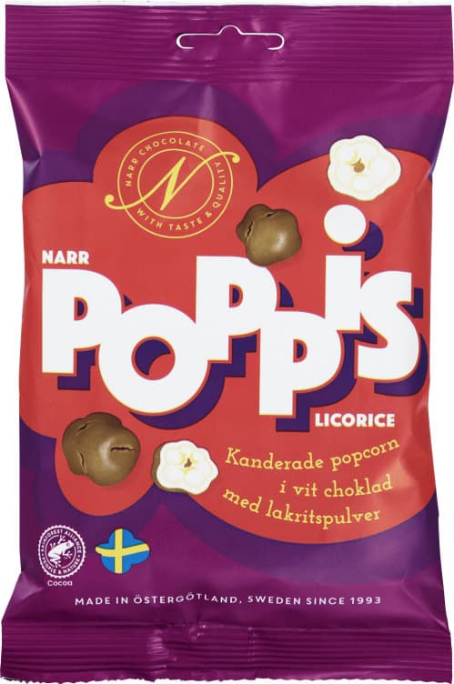 Poppis Popcorn Sjokolade&Lakris 90g Narr