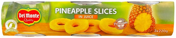 Ananas i skiver m/Juice 3x220g Del Monte 660 g