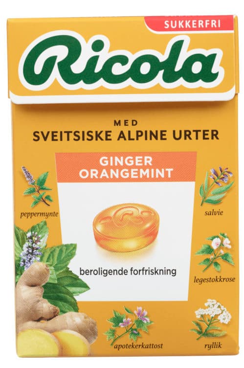 Ricola Ginger Orangemint Sukkerfri 50g