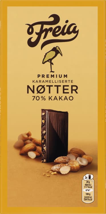 Premium Dark 70% Karam. Nøtter 100g Freia
