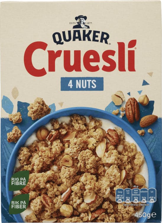 Cruesli 4 Nuts 450g Quaker