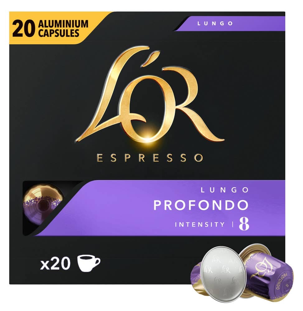 Lungo Profondo Intensitet 8, kaffekapsler, 20 stk