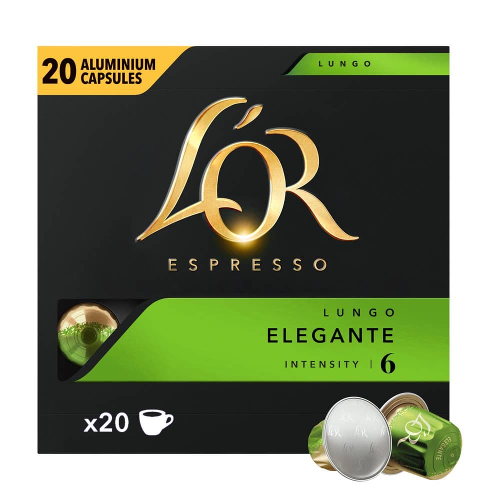 Lungo Elegante Intensitet 6, kaffekapsler, 20 stk