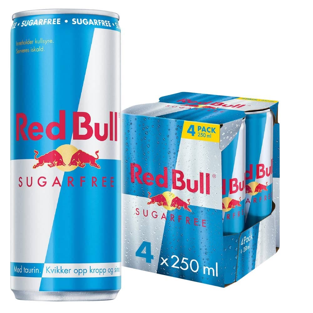Red Bull Energidrikk Sukkerfri 4x250 ml, 1 l 1 ml