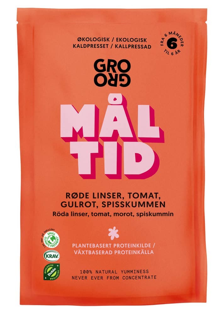 Måltid med røde linser og tomat Fra 6 mnd, økologisk, 100 g