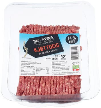 Kjøttdeig 14% 400g Prima Lavpris