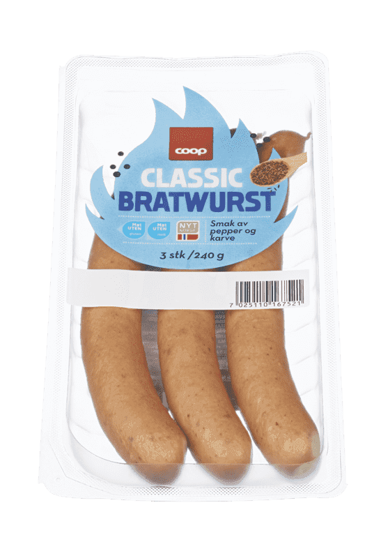 Classic Bratwurst Pepper og Karve 240g Coop