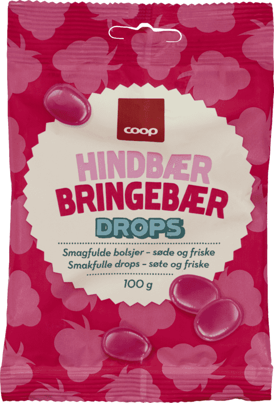 Bringebærdrops 100g Coop
