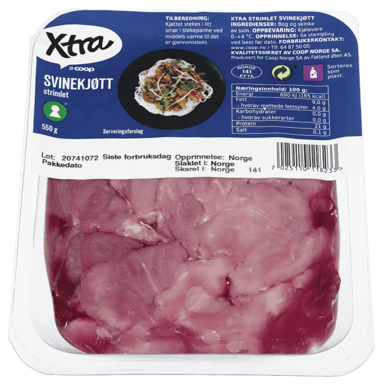 Strimlet Svinekjøtt 550g X-tra