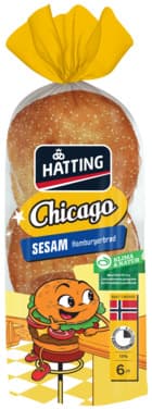 Chicago Hamburgerbrød 80gx6stk Hatting 480 g