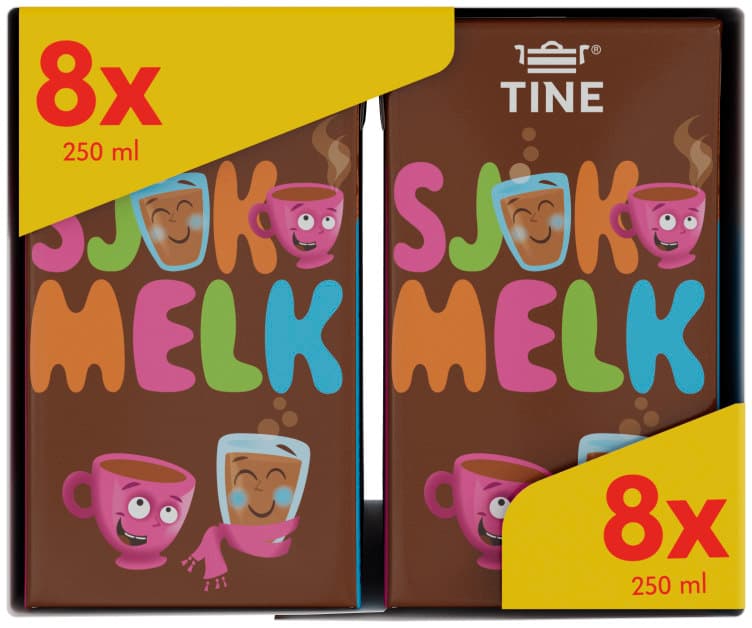 Sjokomelk 8x250ml Tine 2000 ml