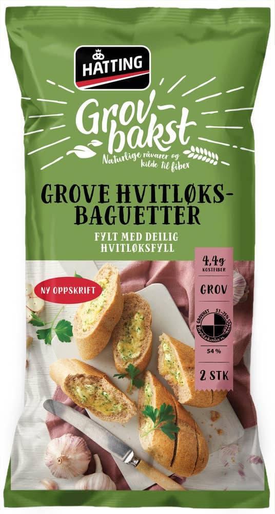 Grove Hvitløksbaguetter 2stk, 350 g