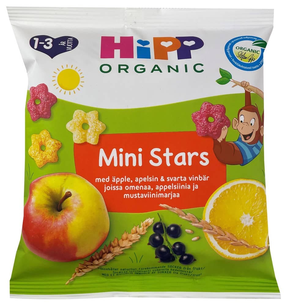 Mini Stars med eple, appelsin og solbær Fra 1-3 år, 37 g