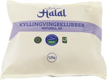 Halal Kylling Vingeklubber Naturell 1,3kg