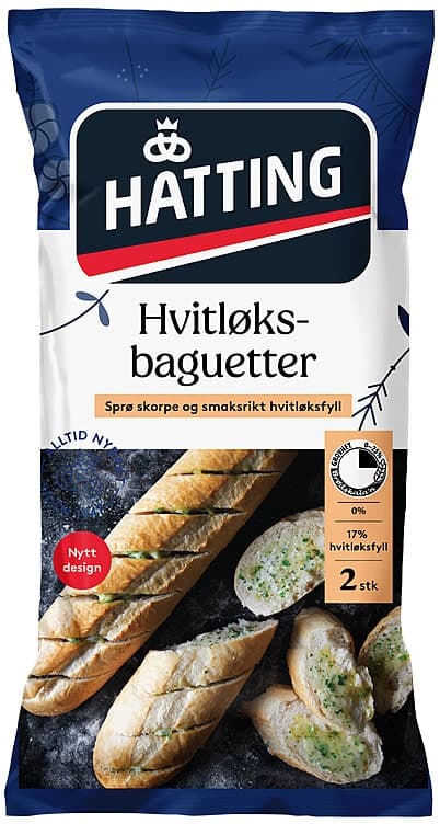 Hvitløksbaguetter 175gx2stk Hatting 350 stk