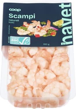 Scampi Naturell Stor Pakke Kokt 350g Coop