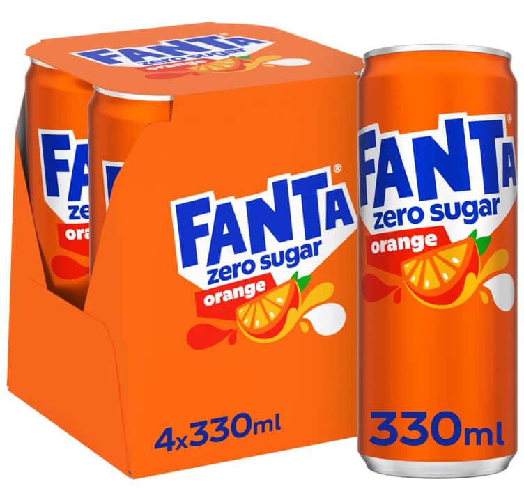 Fanta Orange Zero 4x0,33l boks 1320 ml