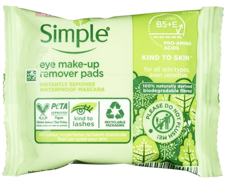 Simple Eye Make Up Remover Pads 30stk