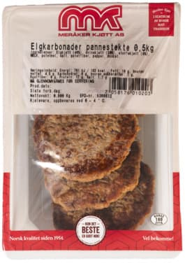Elgkarbonader Pannestekte 500g Meråker Kjøtt