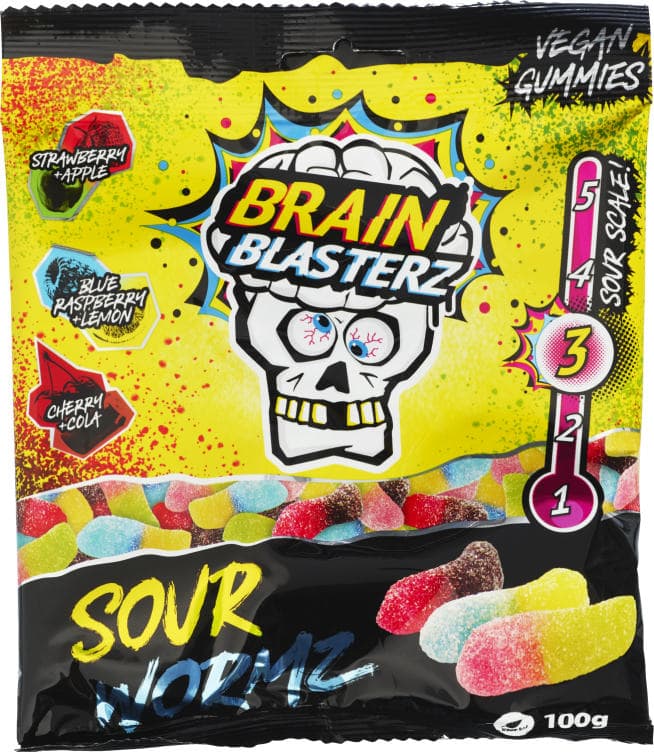 Sour Wormz 100g Brain Blasterz