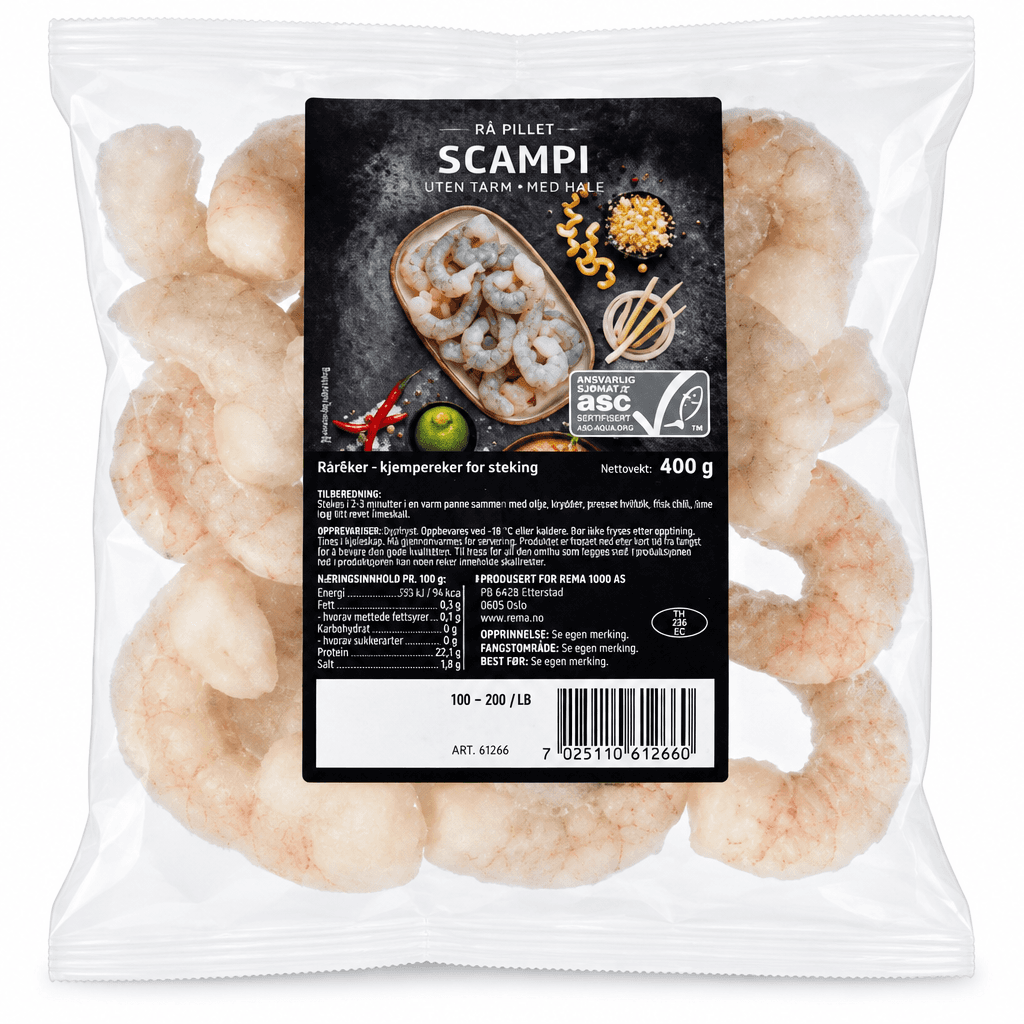 Rå Pillet Scampi 400g Nordic Seafood