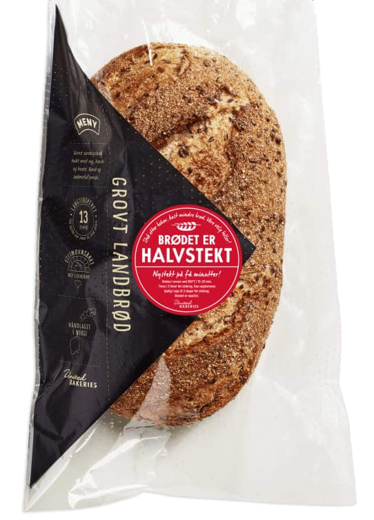 Grovt Landbrød Halvstekt 840g Håndlagd 1 g