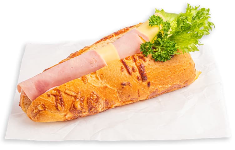 Ostebaguette m/ ost & skinke