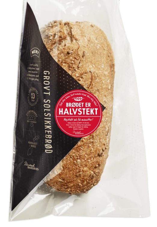Grovt Solsikkebrød Halvstekt 830g Håndlagd 1 g