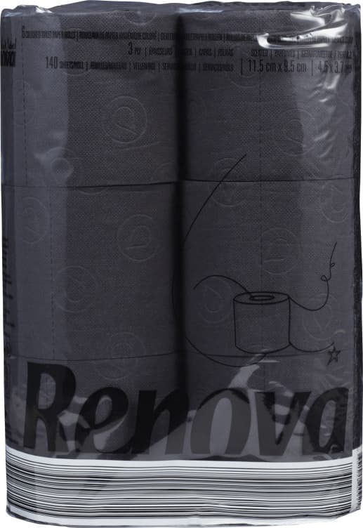 Toalettpapir Sort 6rl Renova 6 stk