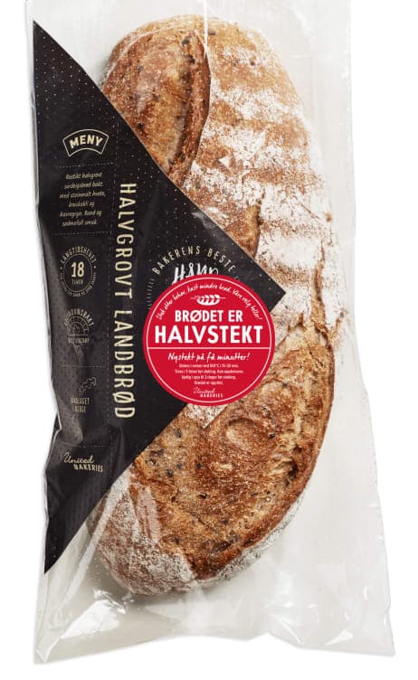 Halvgrovt Landbrød Halvstekt 850g Håndlagd 1 g