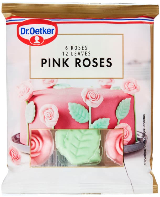 Sukkerroser Rosa m/Blad 50g Dr.Oetker