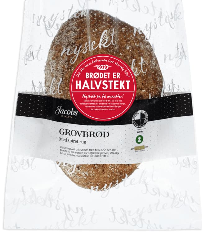 Grovbrød m/Rug Halvstekt Ca720g Jacobs Utvalgte 1 g