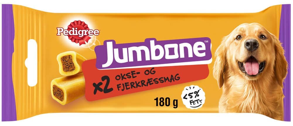 Jumbone hundesnacks med okse- og fjærkresmak Medium, 180 g