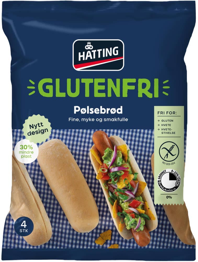 Glutenfrie Pølsebrød 4 stk, 260 g