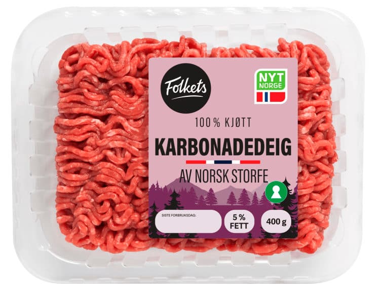 Karbonadedeig 5% u/Salt og Vann 400g Folkets