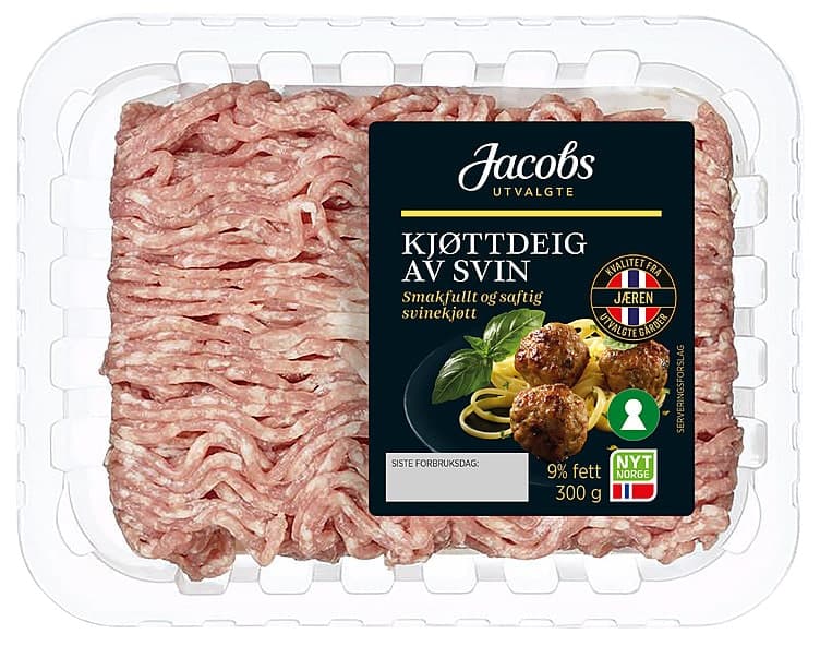 Kjøttdeig Svin 9% u/Salt og Vann 300g Jacobs
