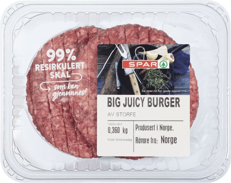 Burger Big Juicy 2x180g Spar 360 g