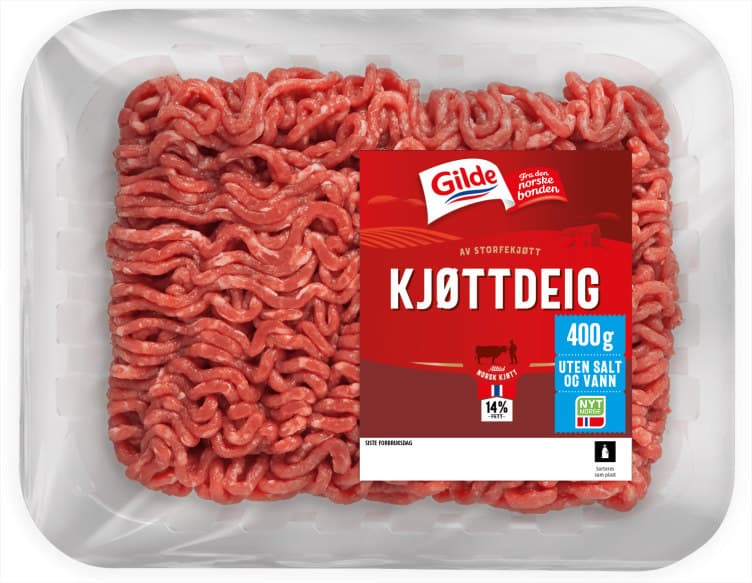 Kjøttdeig Storfe 14% u/Salt&Vann 400g Gilde