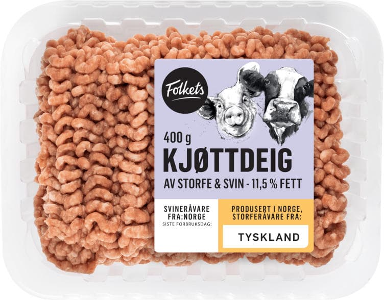 Kjøttdeig Storfe&Svin 400g Folkets