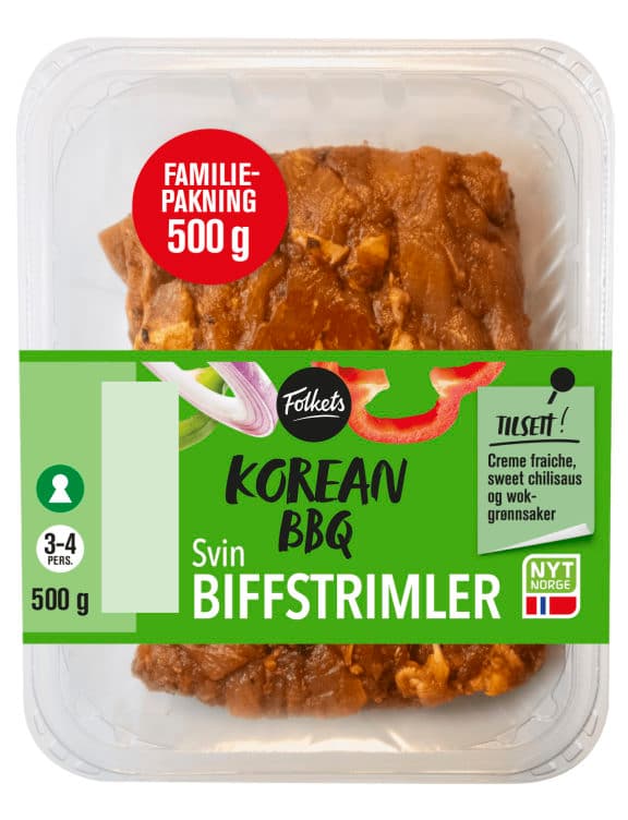 Svin Biffstrimler Korean Bbq 500g Folkets