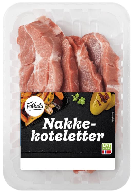 Svin Nakkekotelett 4pk Ca900g Folkets