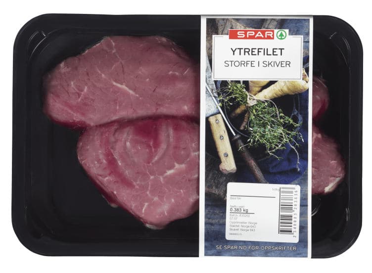 Storfe Ytrefilet skiver Ca400g Spar