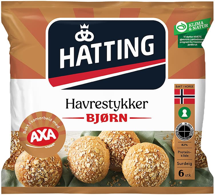 Havrestykker Bjørn 6stk 420g Hatting