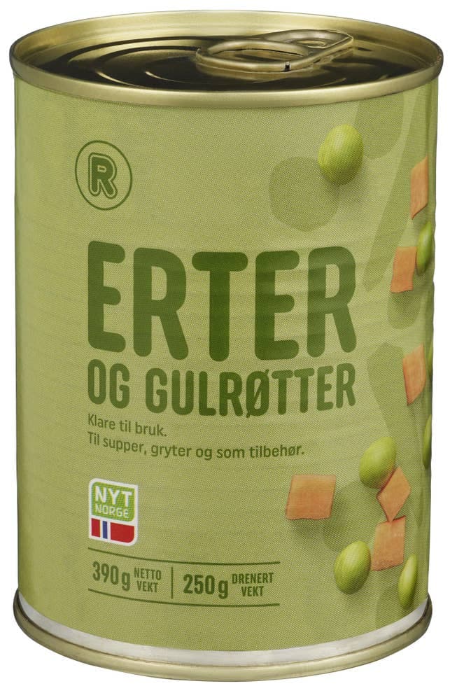Erter og gulrøtter 390 g