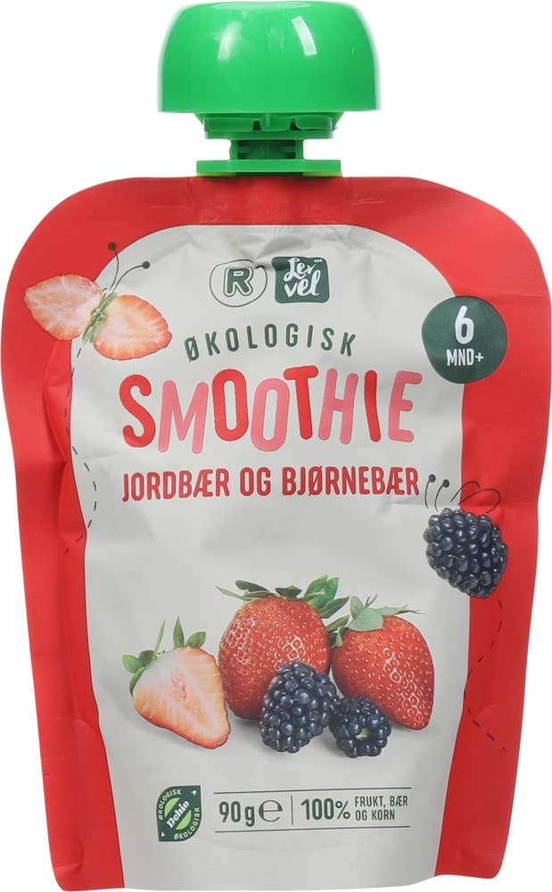 Smoothie med jordbær og bjørnebær Fra 6 mnd, økologisk, 90 g