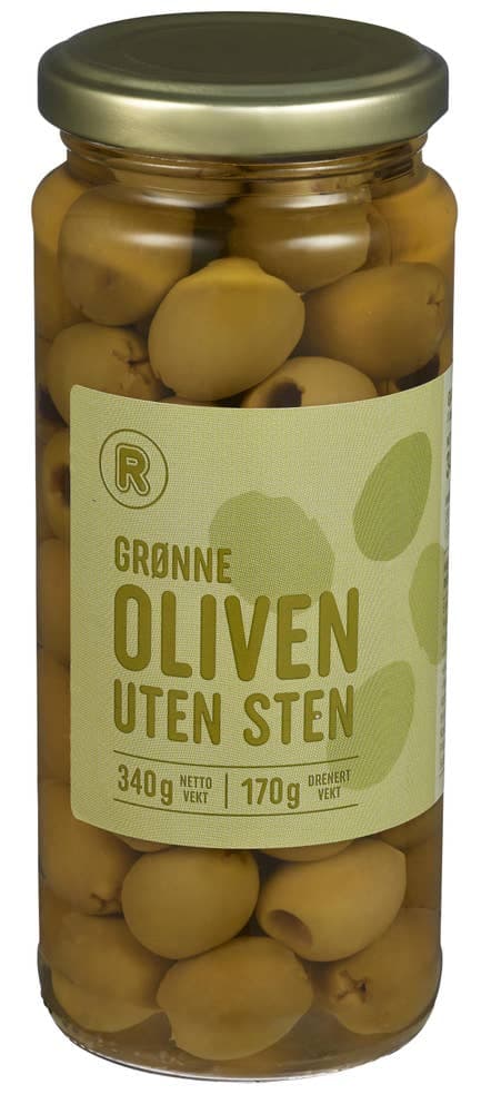 Grønne oliven Uten sten, 340 g 170 g