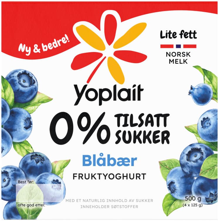 Yoplait Double Blåbær 4x125g 500 g